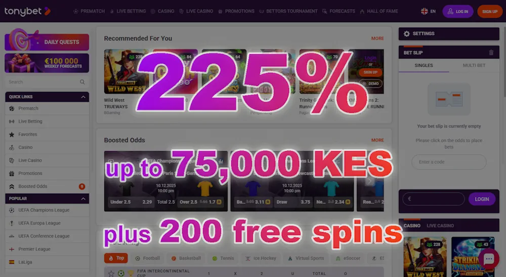 Tonybet Welcome Bonus Banner